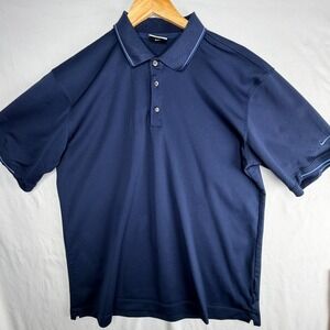 Nike Golf Mens Fit Dry Polo Shirt Navy Blue Short Sleeve Size Large 1632